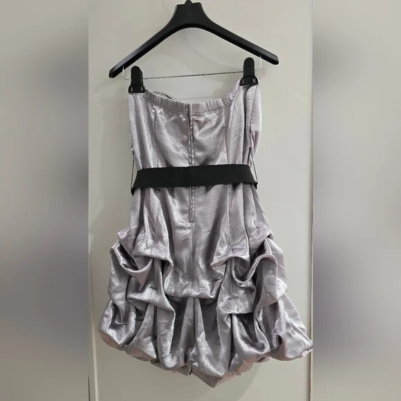 Ruby Rox Silver Dress with Black Accent Belt - Picture 2 of 3